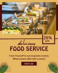 beige and red modern buffet meal restaurant promotion instagram post