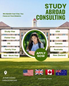 green and white modern student study visa services instagram post